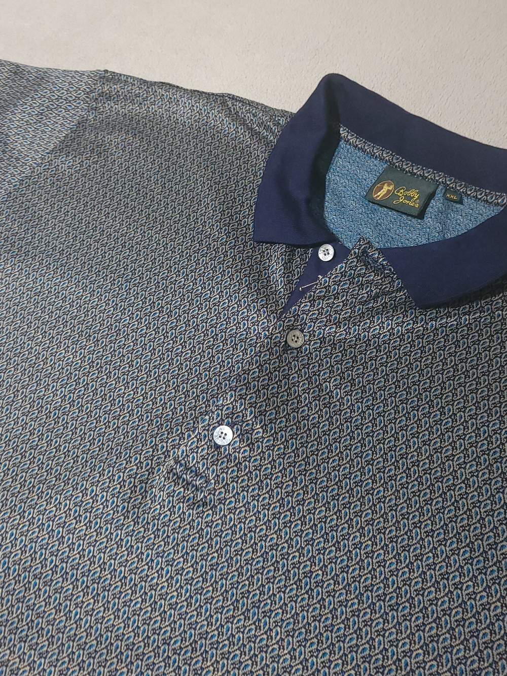 Vintage Bobby Jones Italy Knit Geometric Paisley Polo XXL